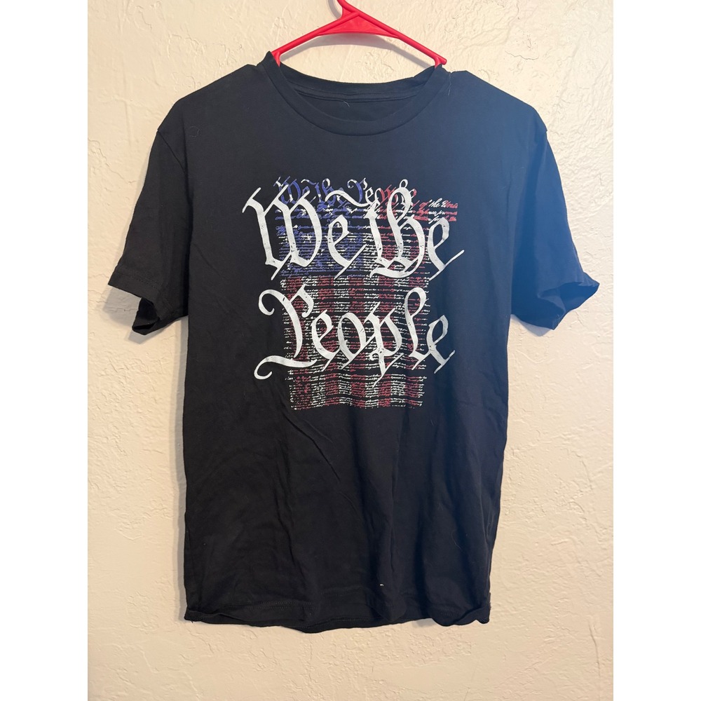 American AF We The People Graphic T-Shirt Mens Medium Black Constitution Flag